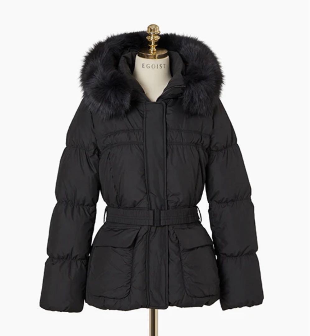 EGOIST リアルファー　ベルト付き　ダウンジャケット　ブラック