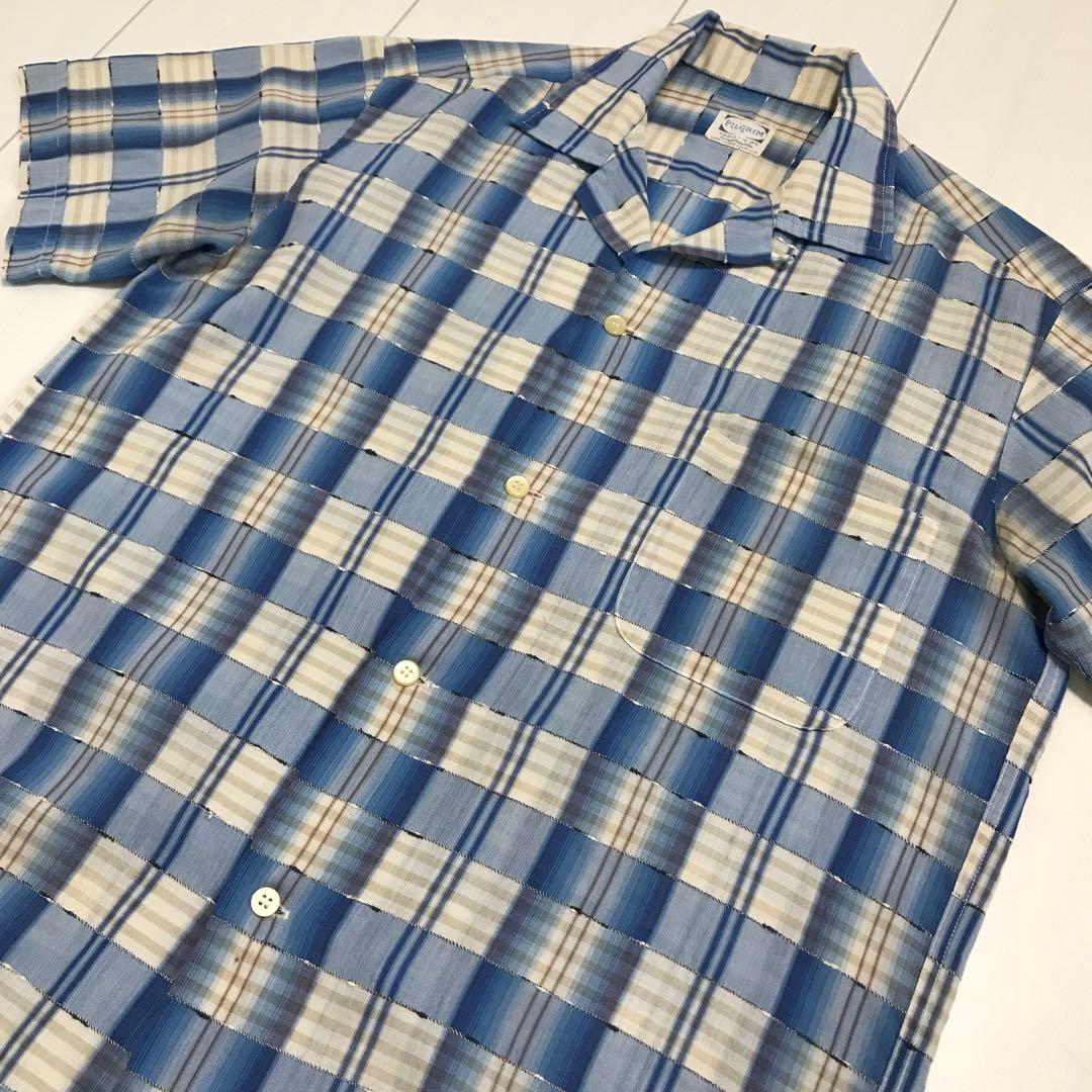 60'sビンテージ古着！アメリカ製 PILGRIM オンブレチェック 半袖シャツ