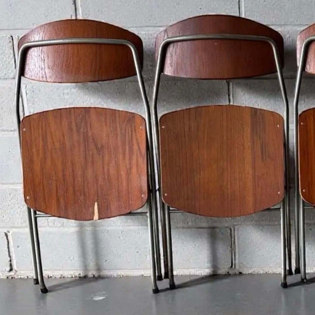 デンマークアンティークフォールディングチェア二脚 フォールディングチェア/ベンチ - アンティーク、ビンテージの