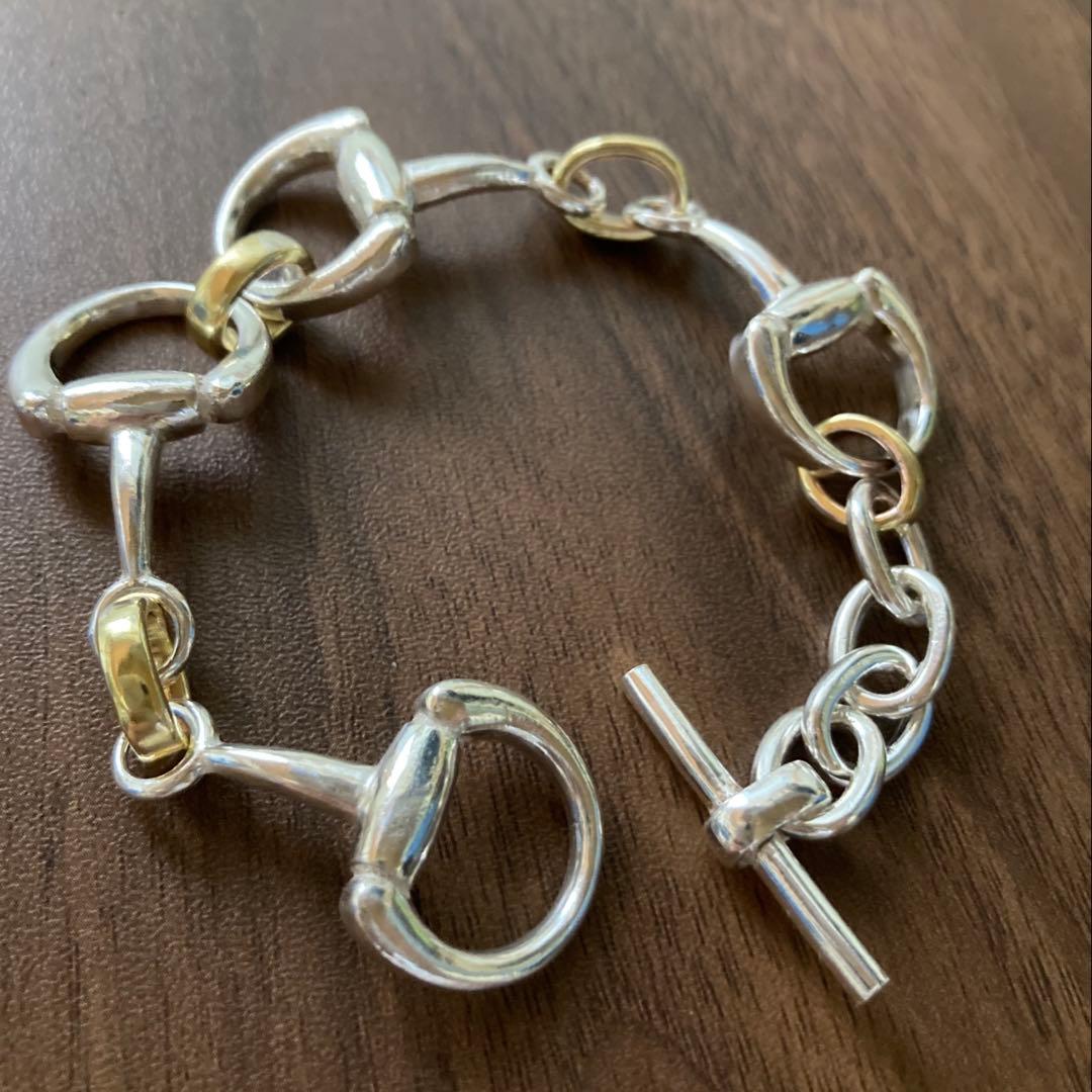 270真鍮シルバー925コンビホースビットブレスレット