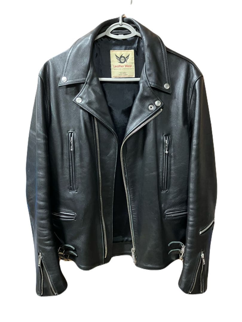 666 本革 ライダースジャケット ブラック 日本製 38 レザー