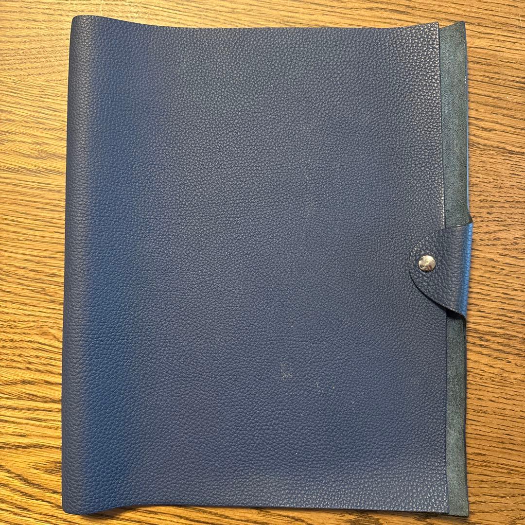 エルメス ノートカバー A4サイズ相当 ブルー本革