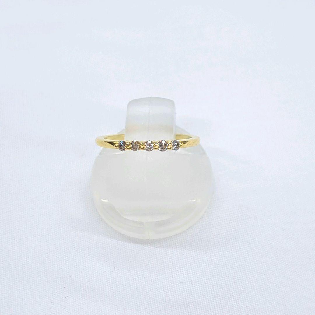 AHKAH K18 ダイヤ 0.1ct エメピンキーリング 3号
