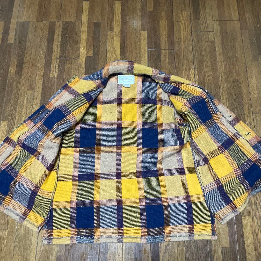 Melton チェック柄ウールジャケット 70s - メルカリ