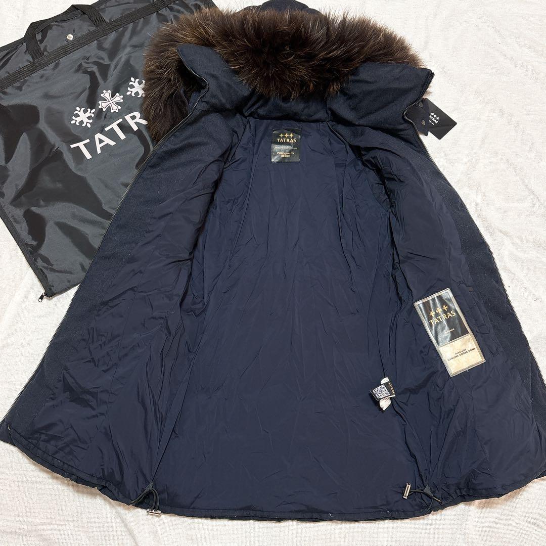 TATRAS ロングダウンコート セラミカ ネイビー ラクーンファー 3way