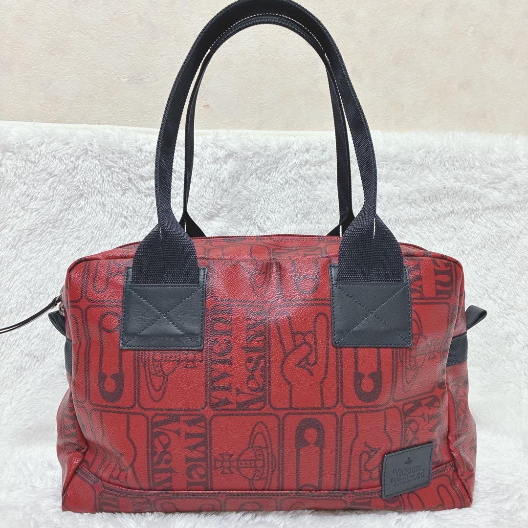 Vivienne Westwood 総柄 ボストンバッグ レッド 大容量 - メルカリ