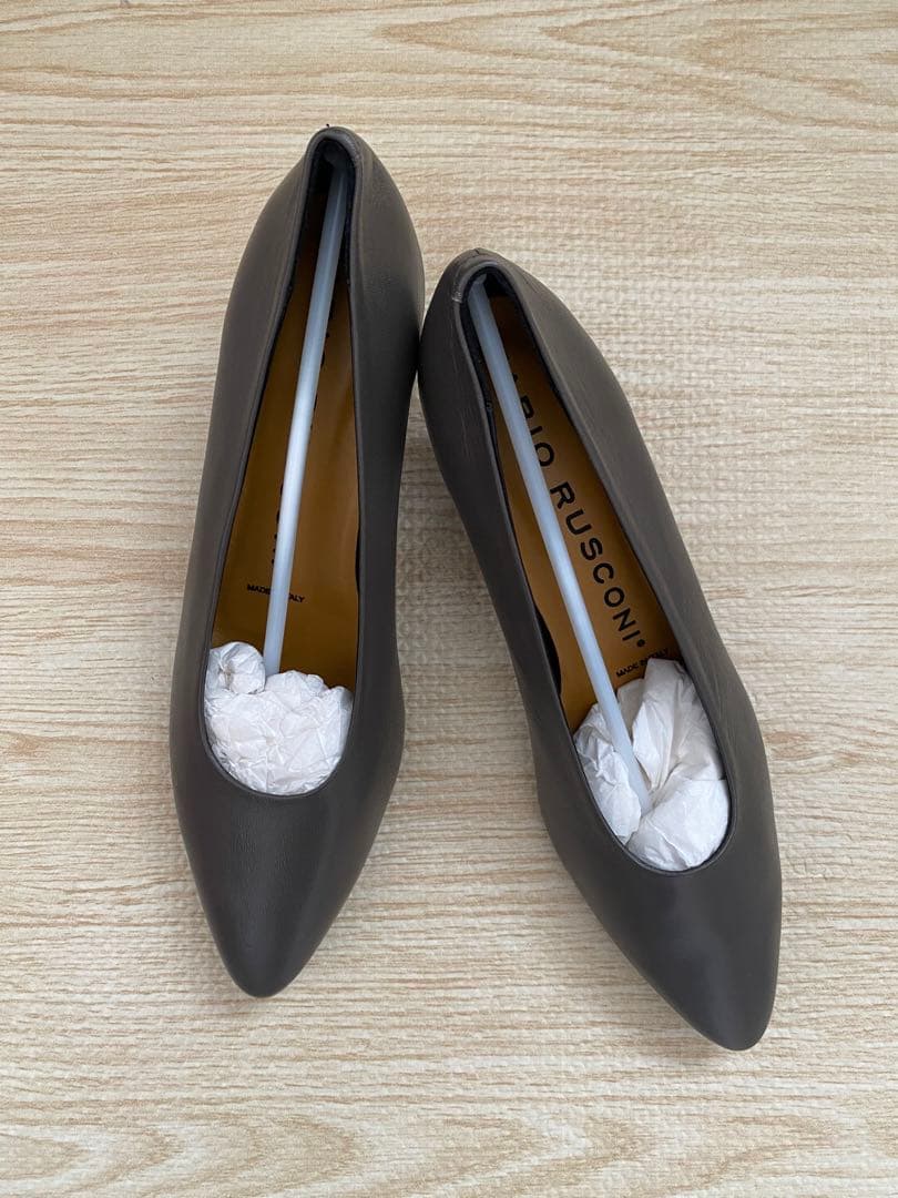 【新品・未使用】FABIO RUSCONI コーンヒールパンプス グレー