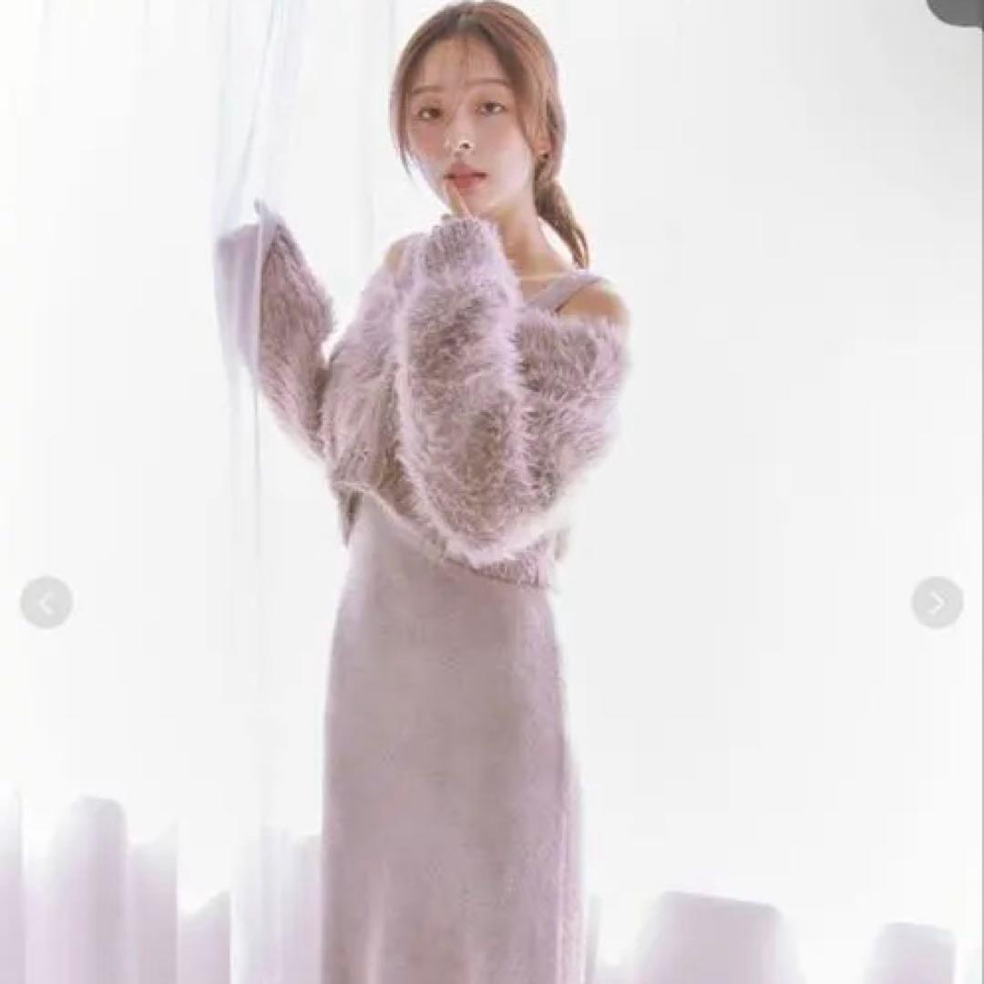 シャギーカーディガン×ワンピースセット　moc モカ　snidel 