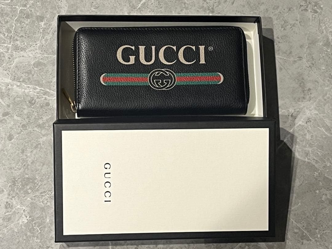 GUCCI ブラック 長財布 ロゴ入り ロゴプリント GUCCI ロゴ ロング ウォレット ・ブラック レザー | GUCCI公式