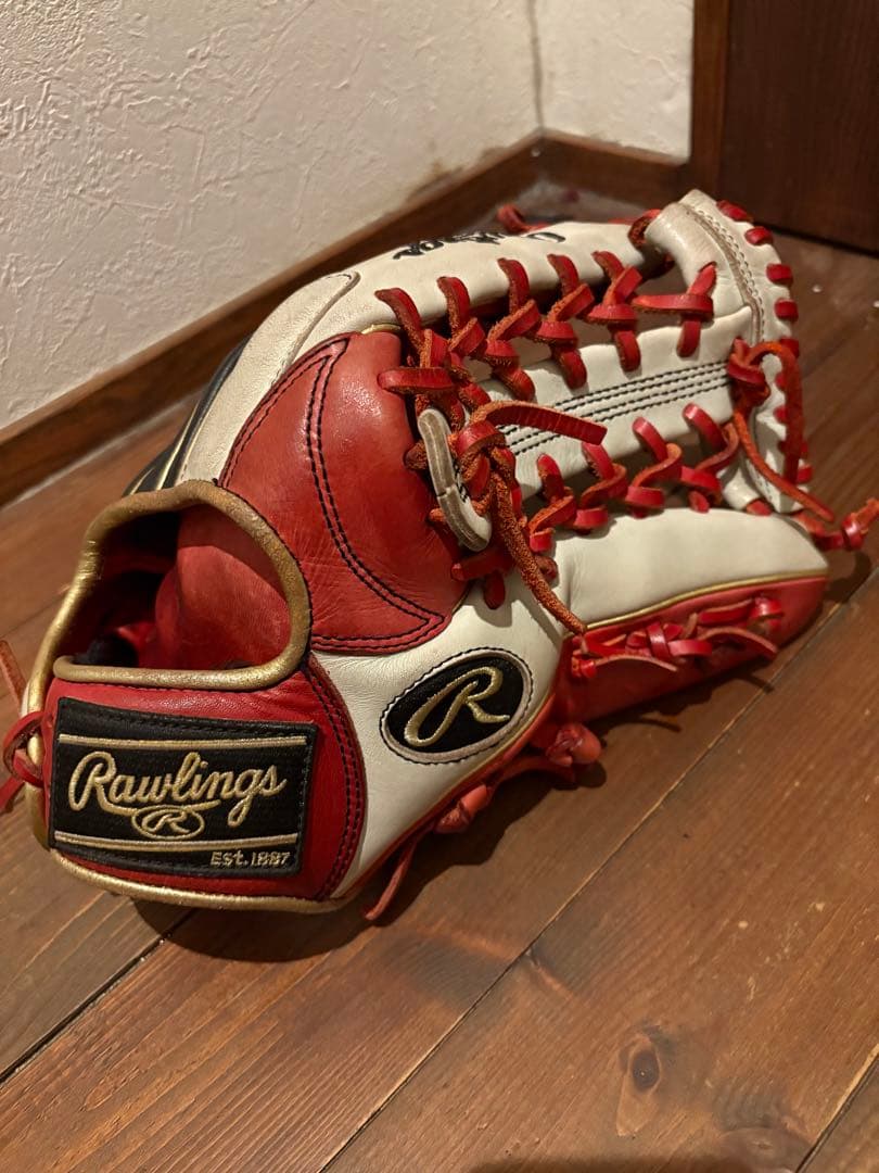 【ゆーたさん専用】Rawlings 軟式グローブ レッド/ホワイト　外野　即戦力