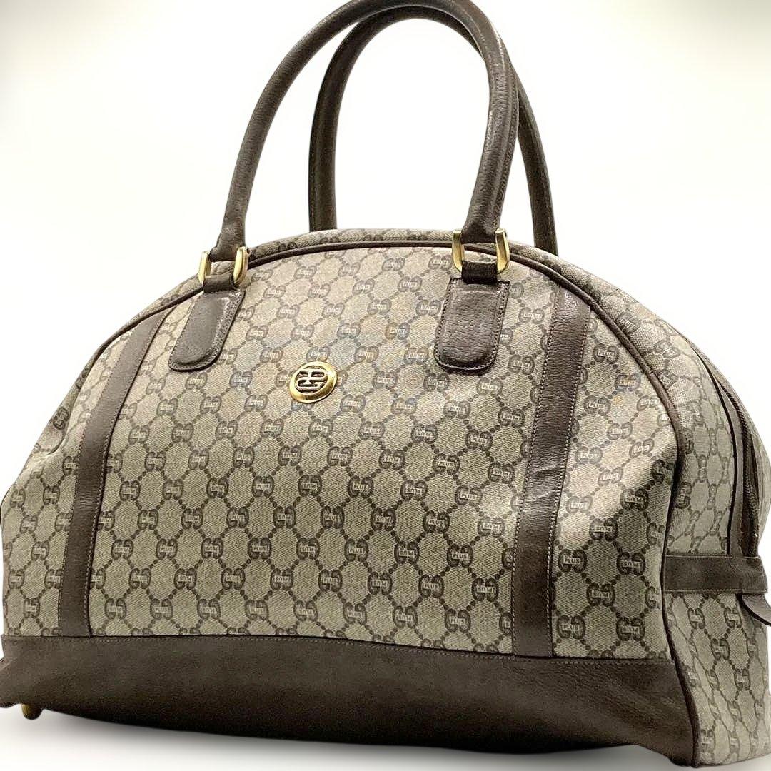 GUCCI ボストンバッグ レザー PVC GG ハンドバッグ 大容量 ロゴ