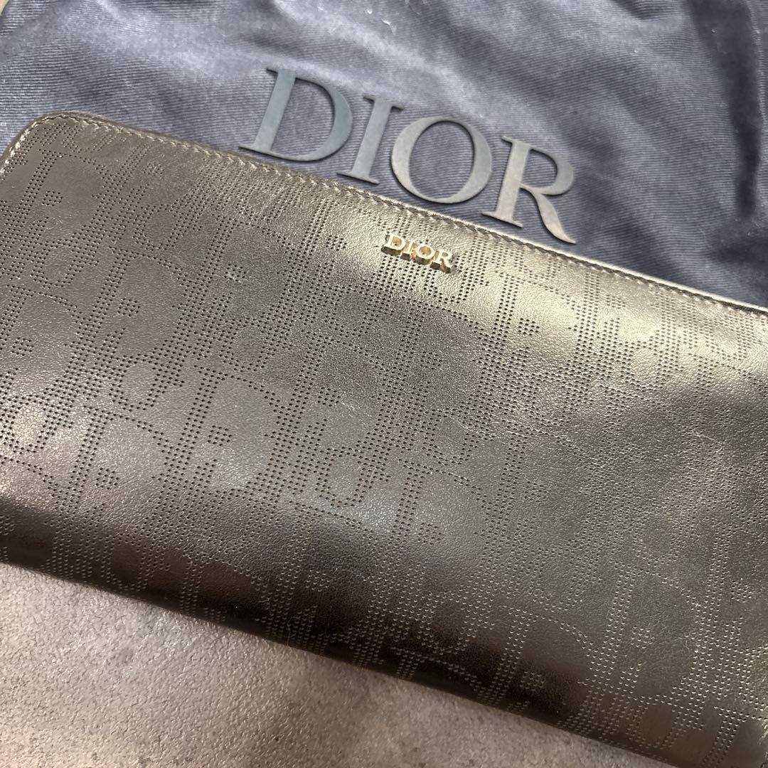 Christian Dior ロングジップウォレット ディオールオブリーク