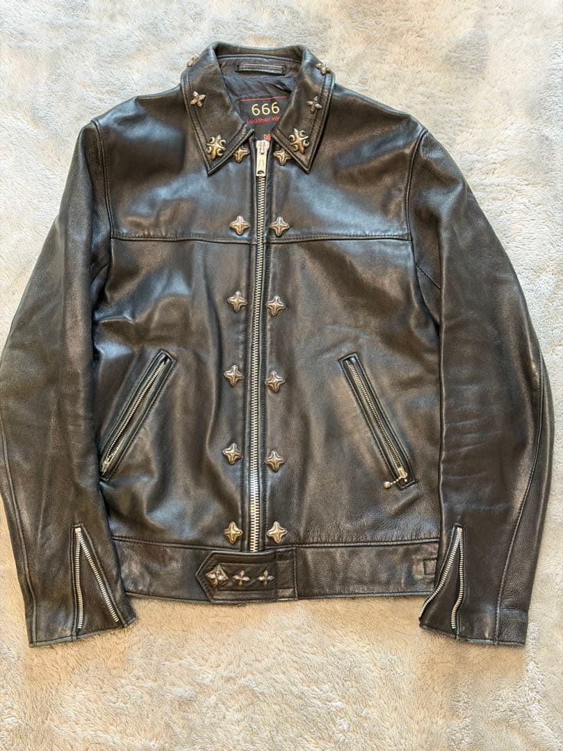 666 Leather Wear カスタム　シングルライダース 英国製 黒 38
