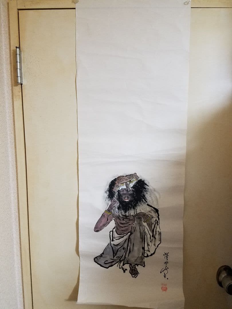 河鍋暁斉　ガマ仙人　紙本　肉筆　捲り