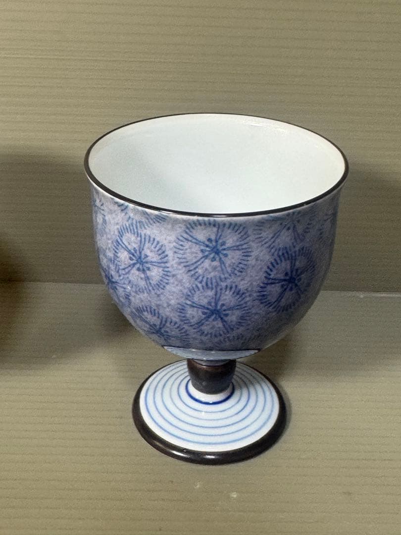 2438 深川製磁 紫なでしこ 百年庵 杯揃 ワインカップ 2客 未使用