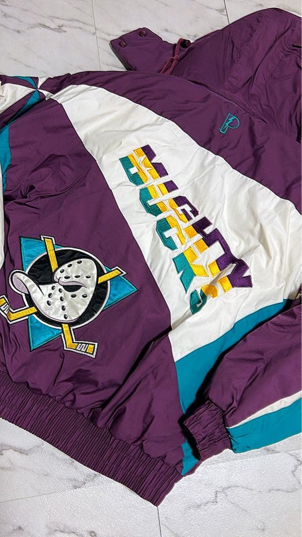 レア希少M☆90sNFL マイティーダックス両面刺繍ナイロンジャケット古着