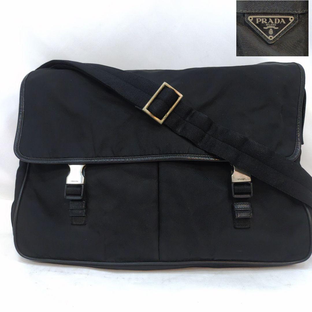 プラダ メッセンジャーバッグ サフィアーノ×ナイロン A4可 黒