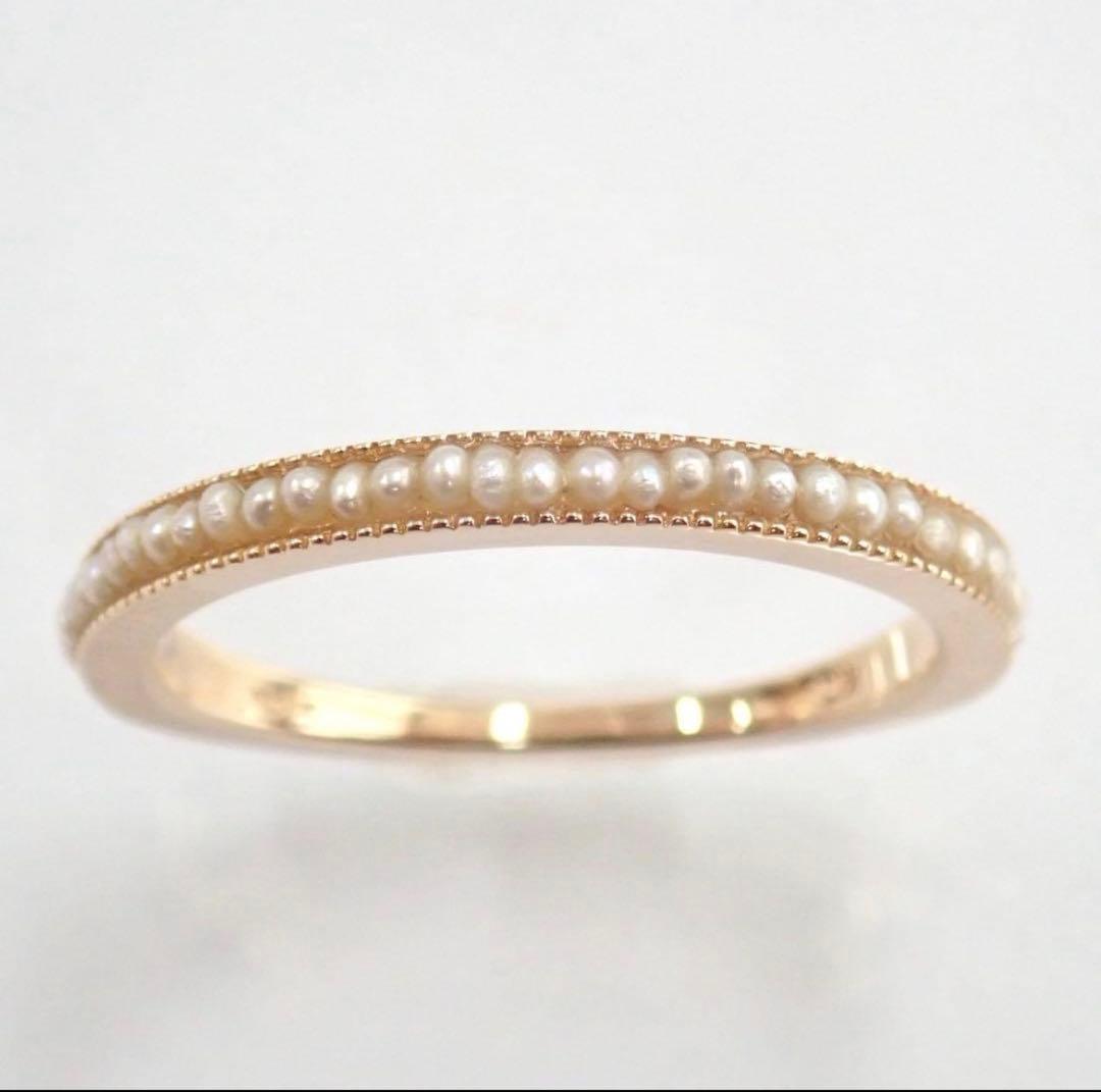 agete K10 淡水パール 11号リング