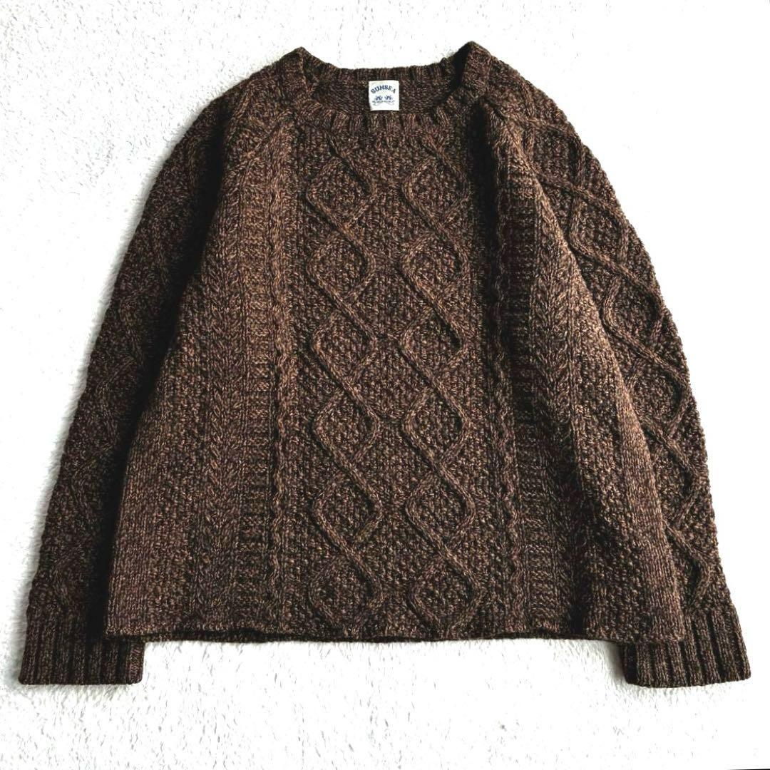 美品 サンシー SUNSEA カシミヤ混 フィッシャーマンニット ケーブルニット SUNSEA(サンシー) フィッシャーマンニットケーブルニット アイボリー