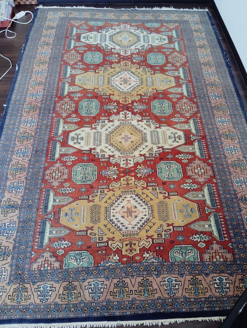 ウール製 幾何学模様 ラグ・カーペット　着払