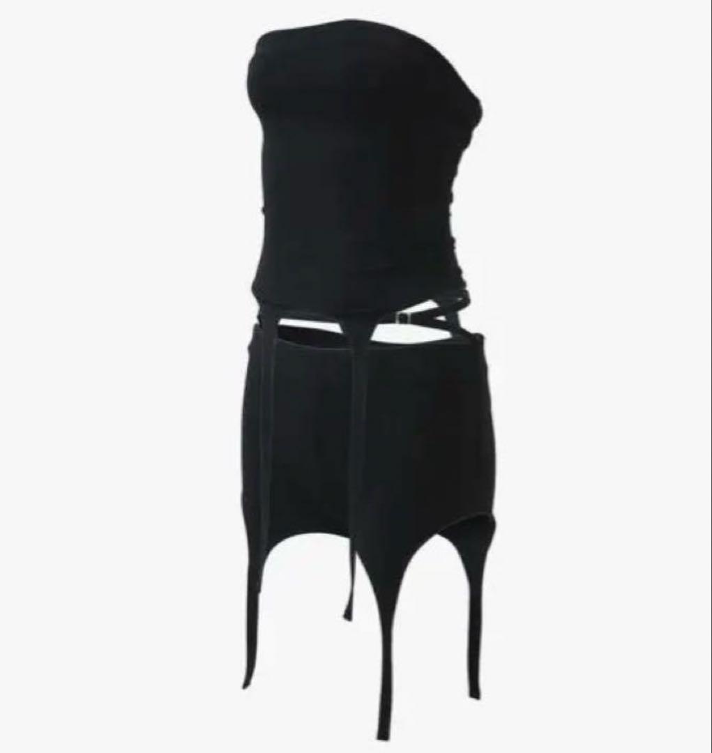 トップス S garter bare shorts set black