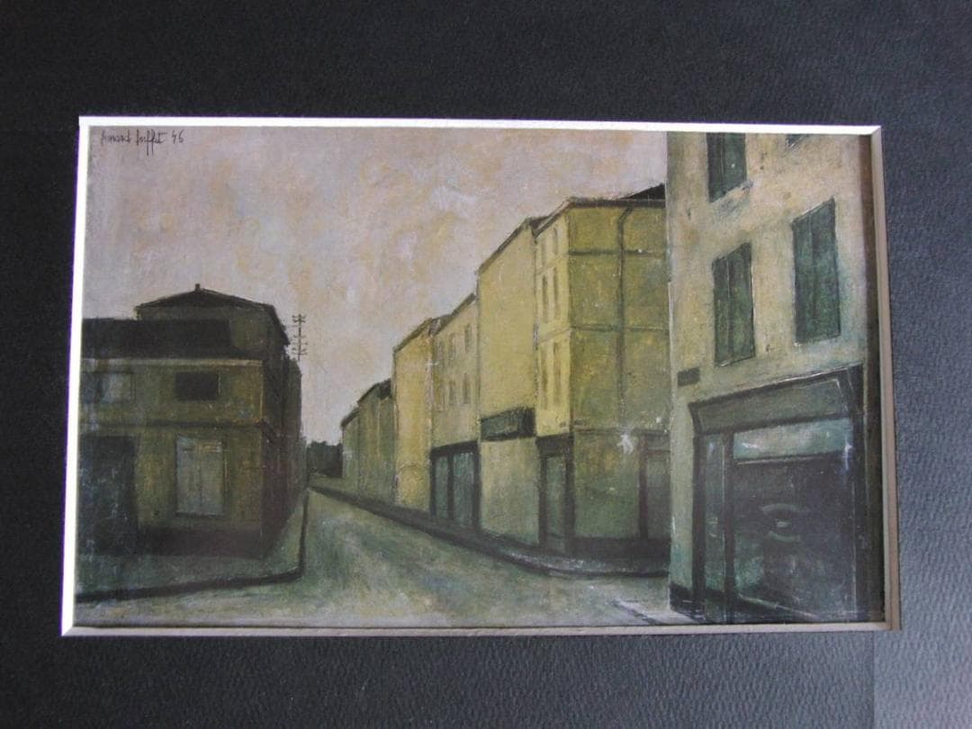 ベルナール・ビュッフェ、【Rue de village】、希少な額装用画集より