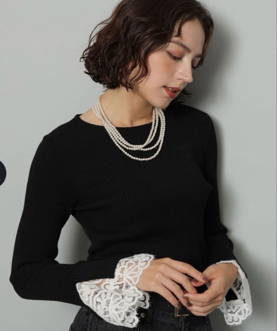 新品未使用♡ タグつき　アルページュストーリー　　袖口レースプルオーバー　ニット