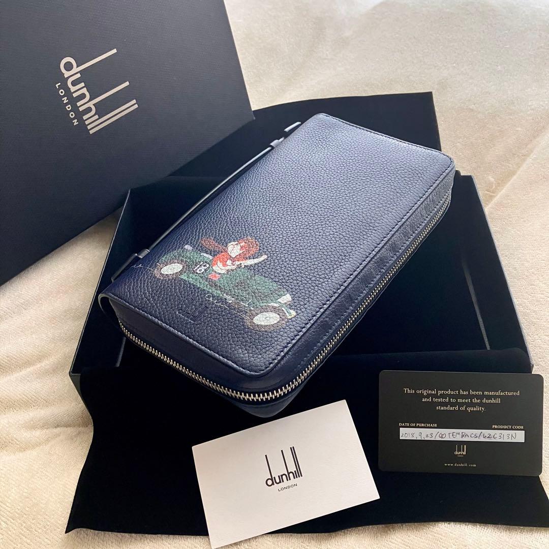 dunhill ダンヒル ボストンブルドッグ オーガナイザー 財布 紺色