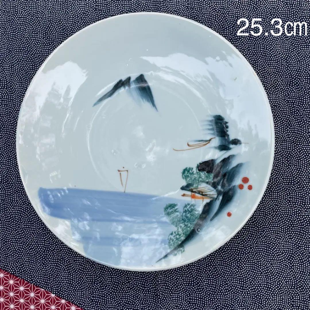 染付絵皿　山水画　25㎝　深皿