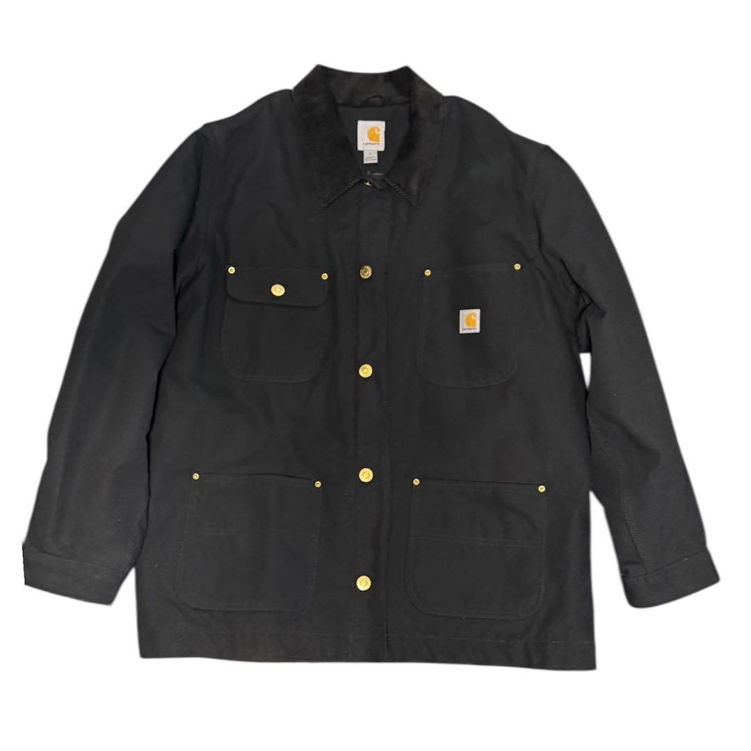 美品人気Carhartt ブラックジャケット 金色ボタン付き