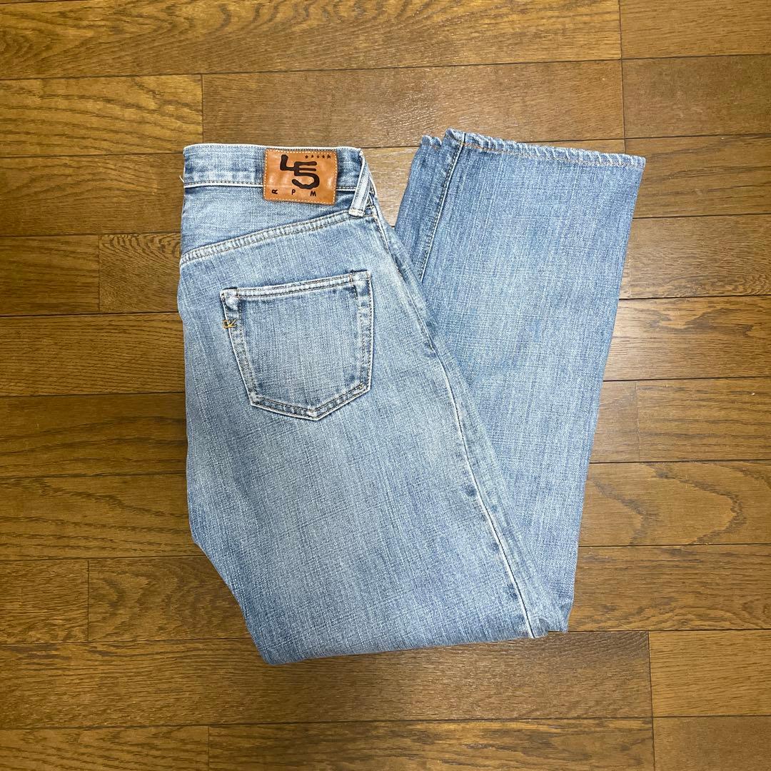 美品☆ 45R 再び6.5空比古比女(加工) 5ポケットデニムパンツ 薄ブルー
