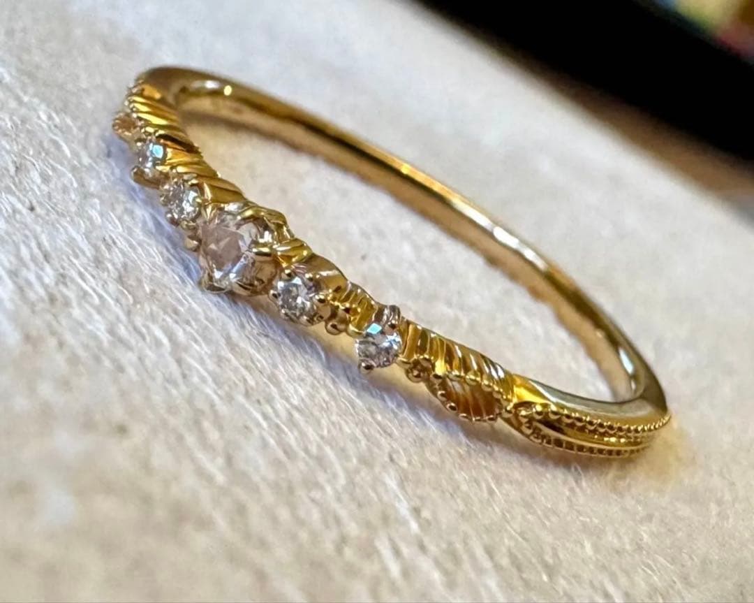 アガットクラシック K18YG ローズカットダイヤモンドリングagete