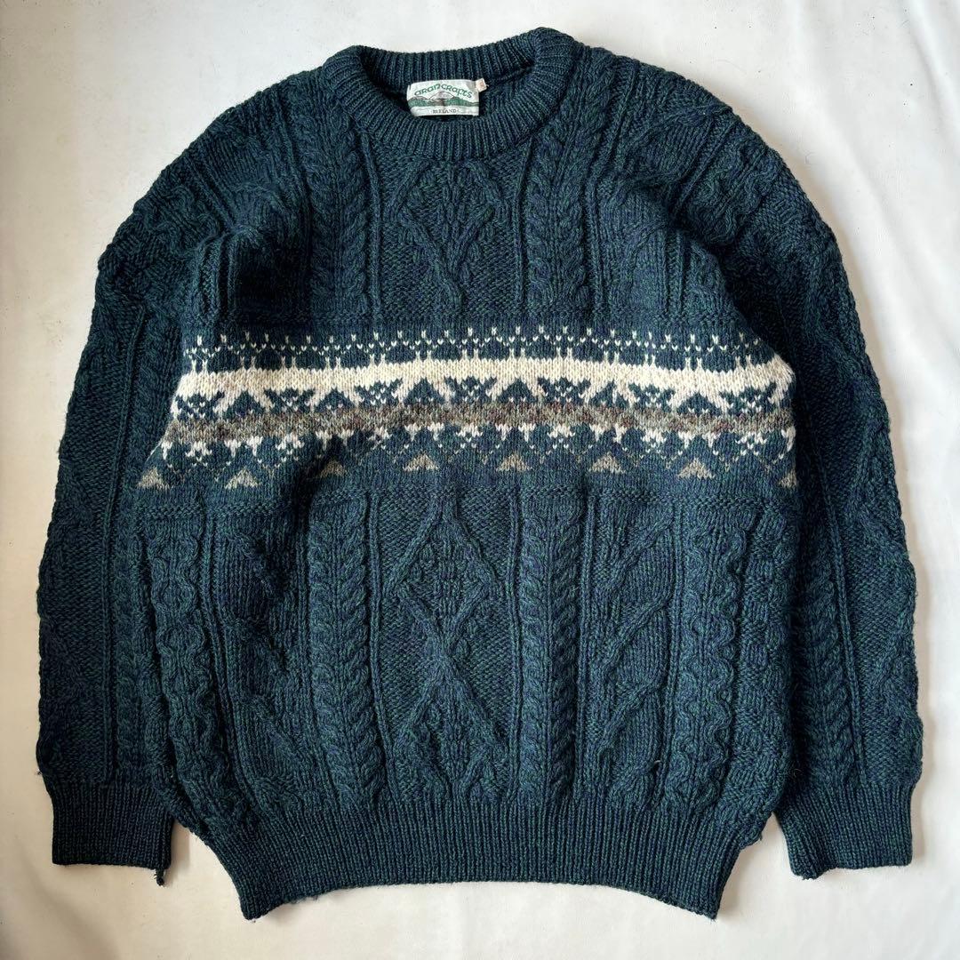 アイルランド製 フィッシャーマン セーター XL アランクラフト ウール