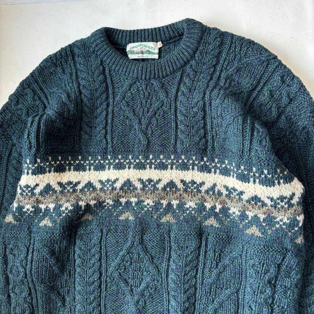 アイルランド製 フィッシャーマン セーター XL アランクラフト ウール