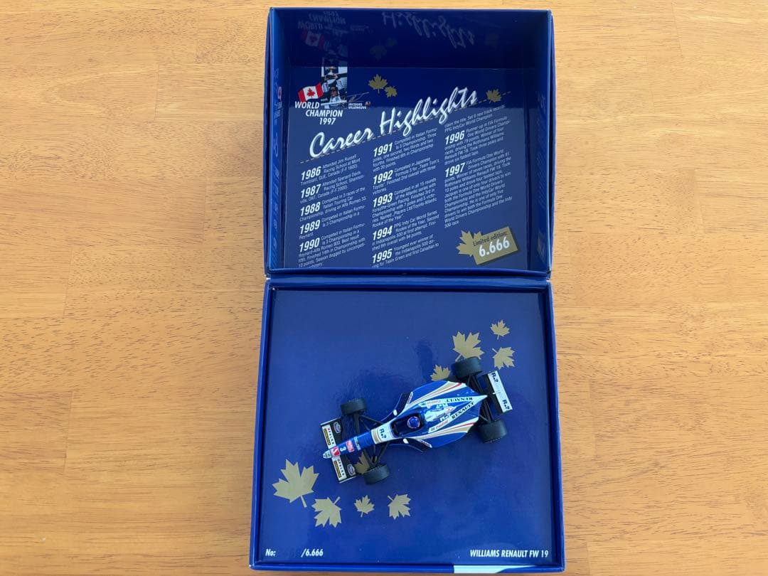 直筆サイン入り 1997 J.ビルヌーブ ウィリアムズ FW19 ミニチャンプス