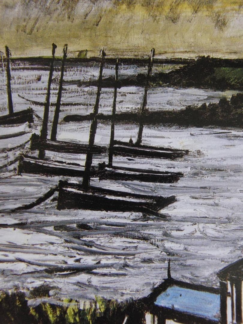 ベルナール・ビュッフェ、【海辺の舟】、希少な額装用画集より、厳選