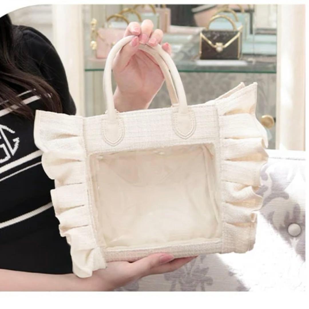 Riridear リリディ 推し活 ツイード 痛バ ぬいバッグ アイボリー