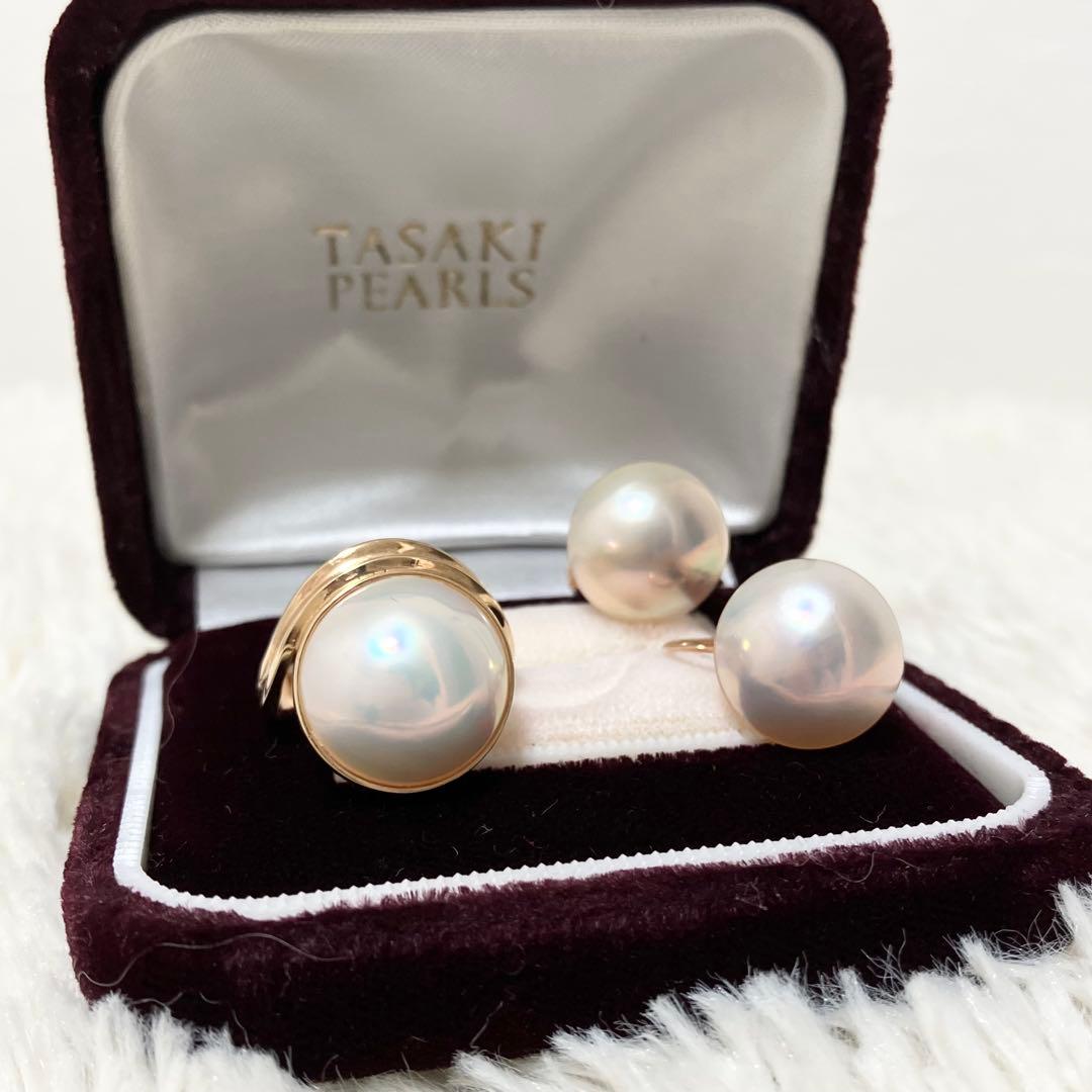 k14 マベ真珠リング ダイヤ1mm2つ