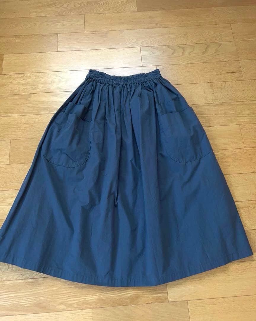 homspunホームスパン　ダブルポケットスカート　ブルーグレーサイズM homspun ホームスパン バルキーシーチングダブルポケットギャザー