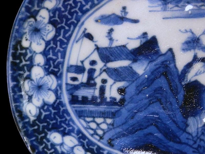 古伊万里 染付 墨弾き 梅に山村の図 手塩皿 A961AS-CWi - メルカリ