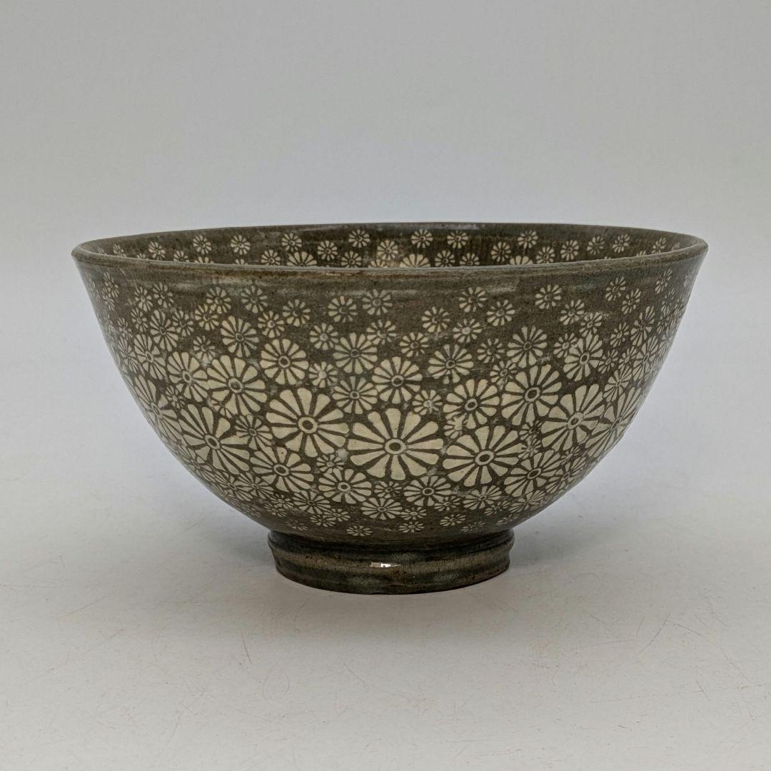 海青堂窯 鄭正黙 菊絵茶碗 共箱 高麗青磁 高麗茶碗 抹茶碗 抹茶茶碗