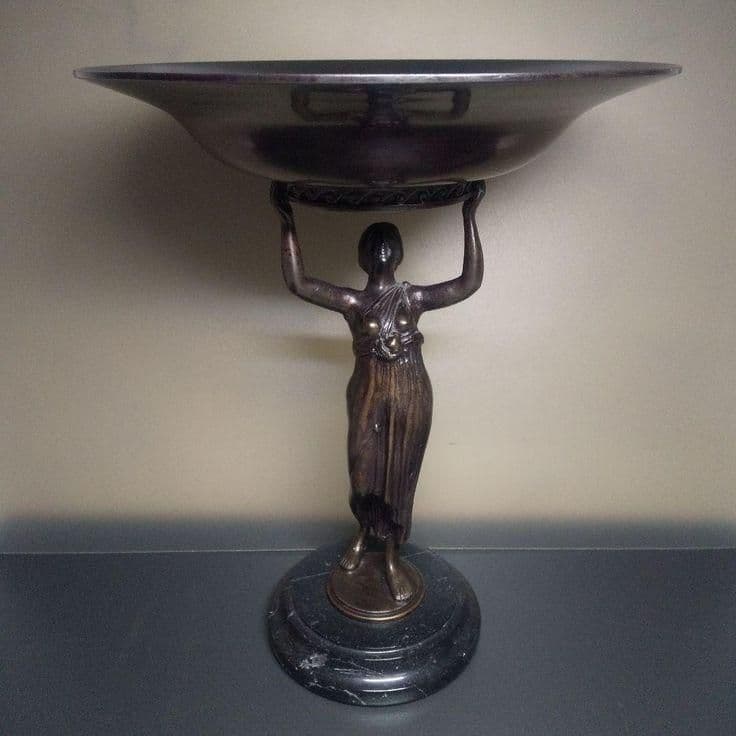 ◎西洋アンティーク ブロンズ像 (小物入れ) 置物 ミッドセンチュリー アンティーク ブロンズ像.少女 | Antiques Knock