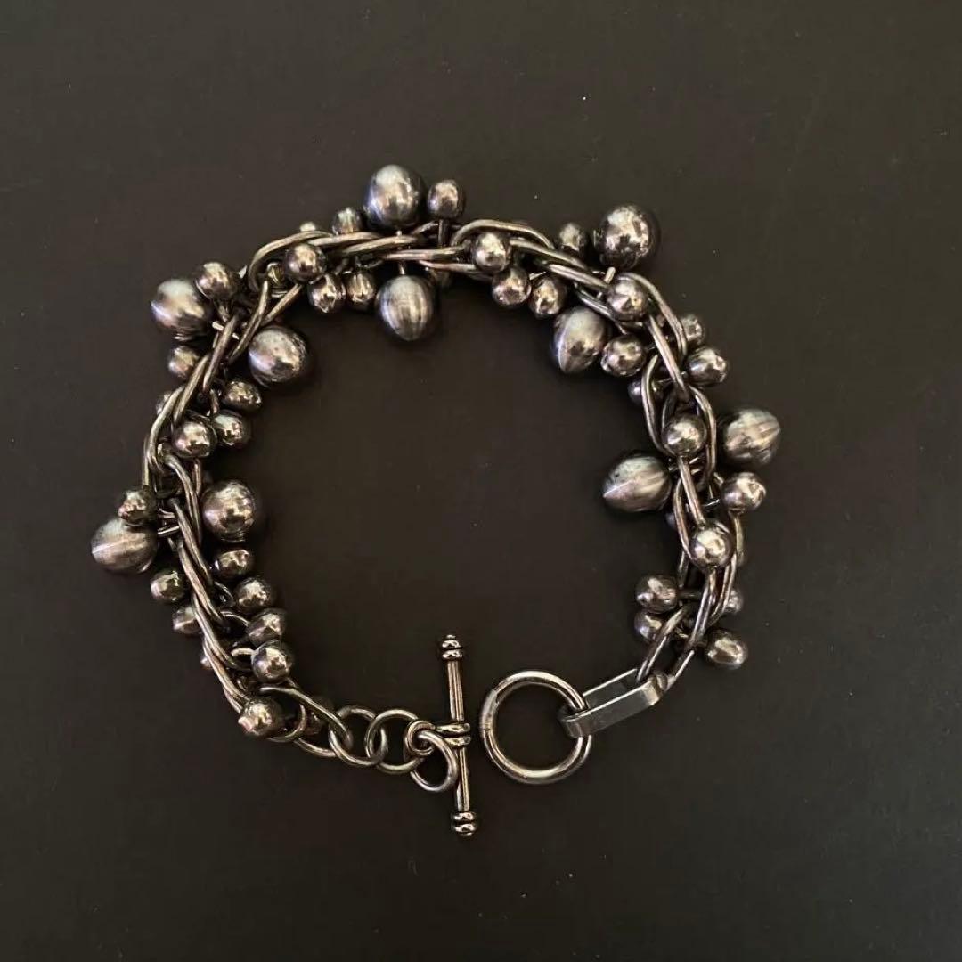 ヴィンテージ メキシコ シルバー パール DNA ブレスレット 8mm玉