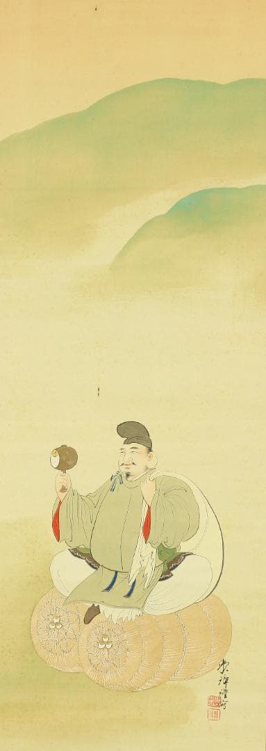 田中頼璋 1866-1940 島根 川端玉章師事「大黒天」掛軸 肉筆 絹本 田中頼璋 1866-1940 島根 川端玉章師事「大黒天」掛軸 肉筆 絹本 田中