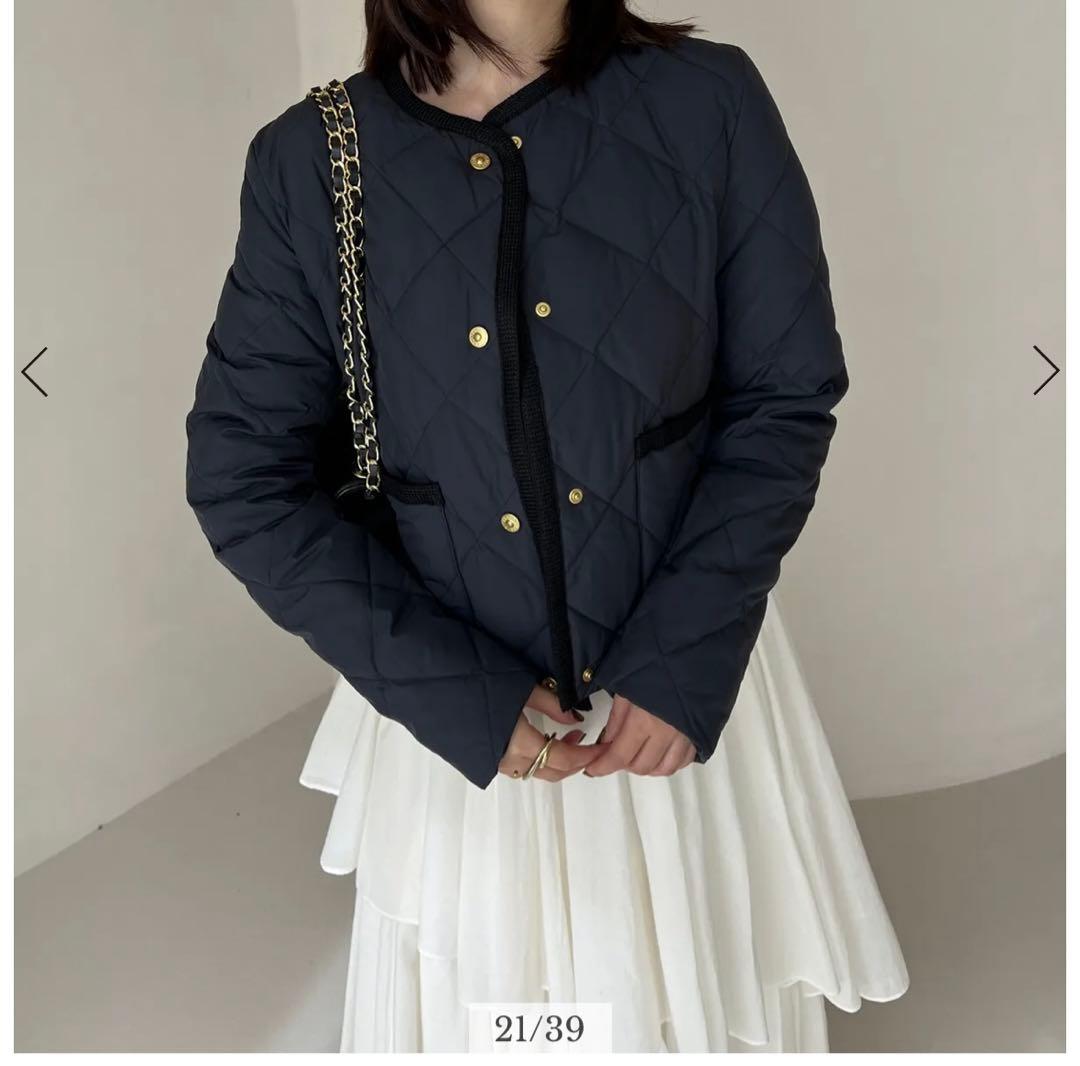 anuans taion ノーカラーキルティングショートダウン NAVY - メルカリ