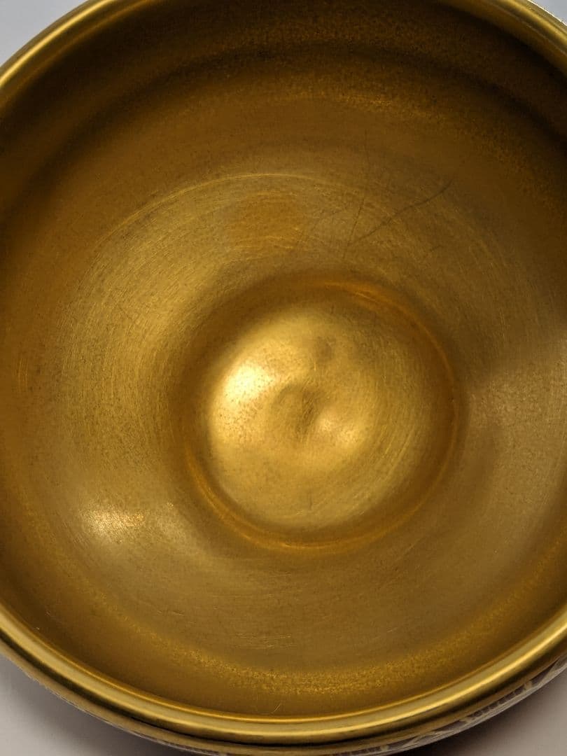 明山 九谷焼 金彩波文茶盌 共箱合布 抹茶碗 抹茶茶碗 茶道具 茶器 食器