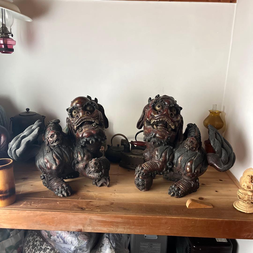 木製 獅子像 置物 - メルカリ