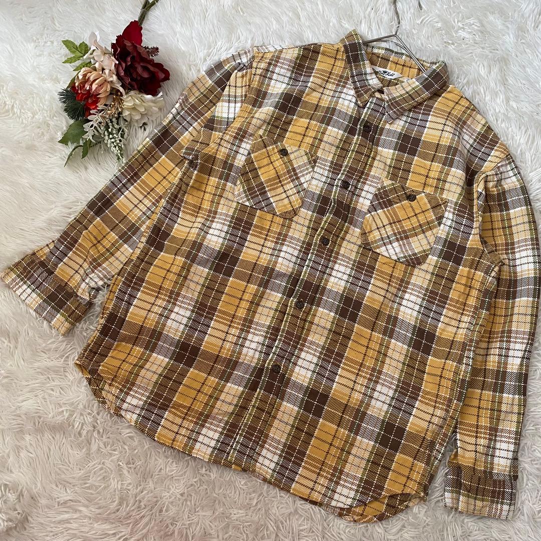 美品【King Kole/キングコール】柄長袖ネルシャツ(L)100%コットン