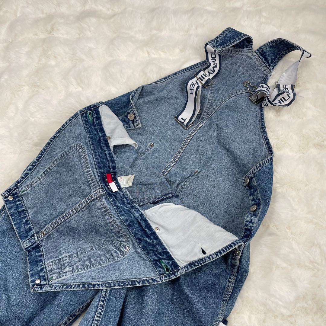 トミーヒルフィガー オーバーオール L 大きいサイズ 希少 90s ロゴ デニム