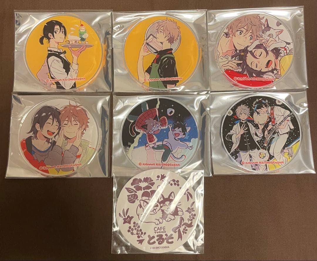 春風のエトランゼ グラッテ アクリルコースター セット　おまけ付き 海辺のエトランゼ・春風のエトランゼ』 ネコ型コースターセット